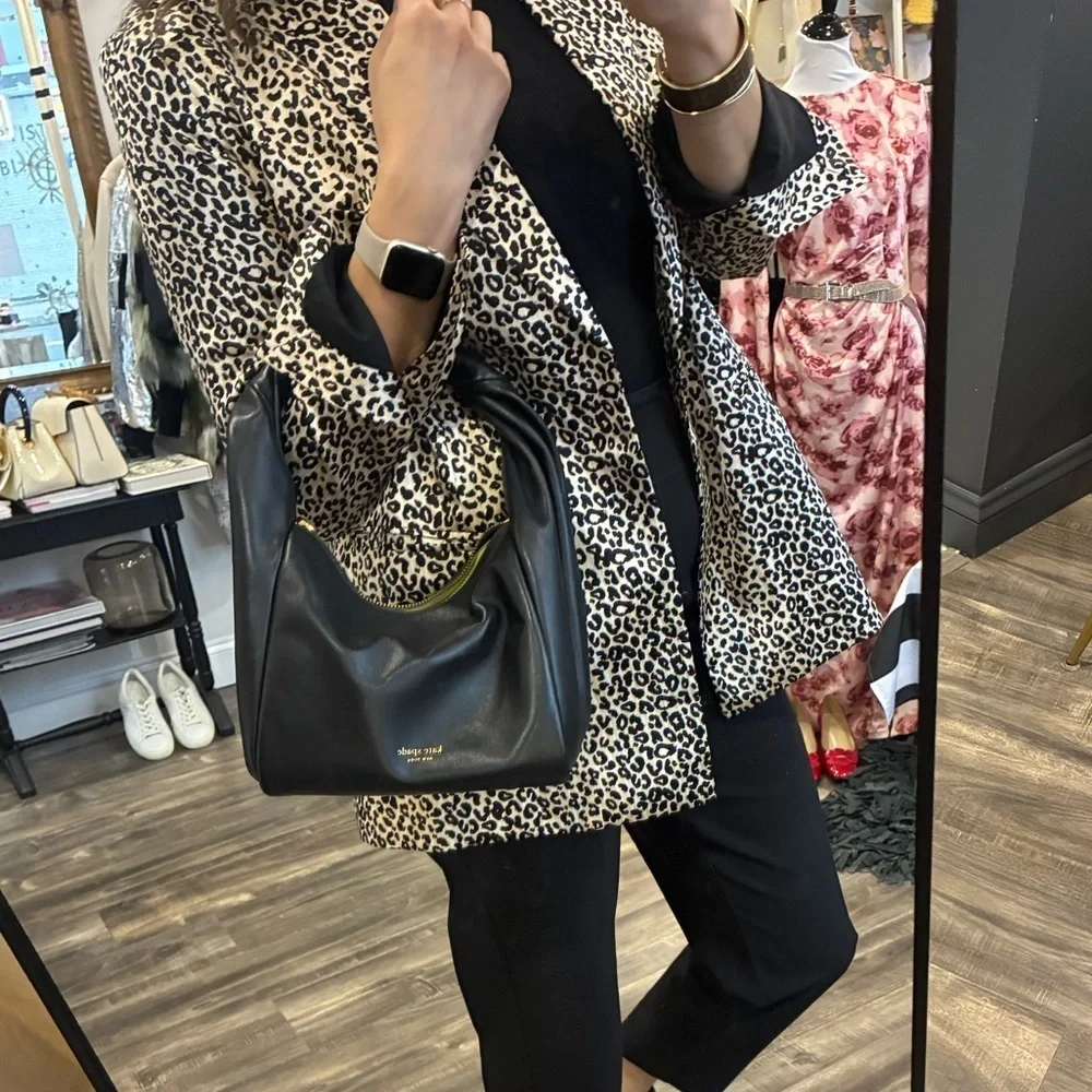 Kate spade black leather twill handbag